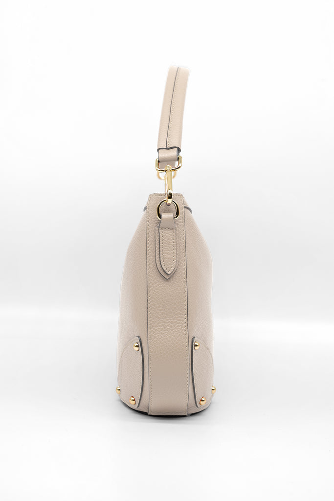 Handtasche ANNE aus genarbtem Leder in creme