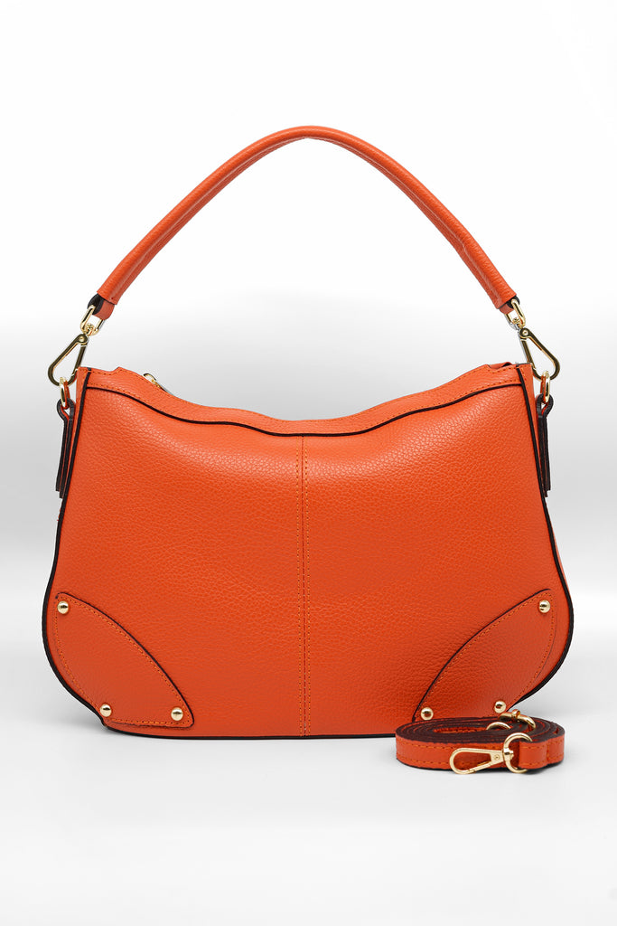 Handtasche ANNE aus genarbtem Leder in orange