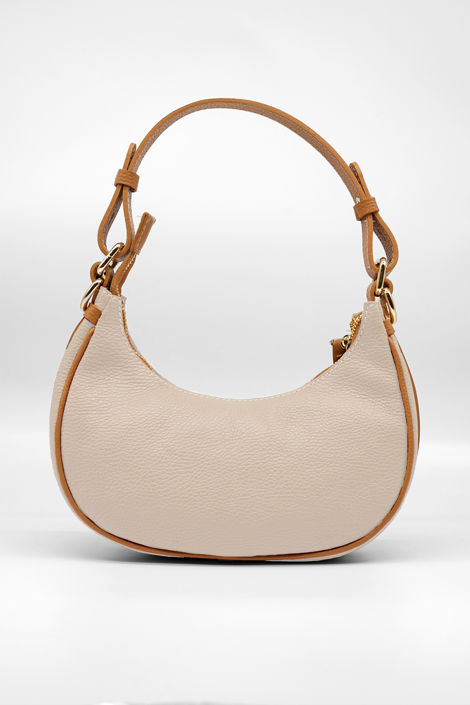 Handtasche LEONOR aus genarbtem Leder in creme