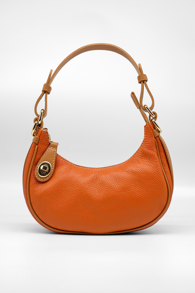 Handtasche LEONOR aus genarbtem Leder in orange