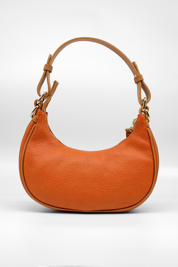 Handtasche LEONOR aus genarbtem Leder in orange