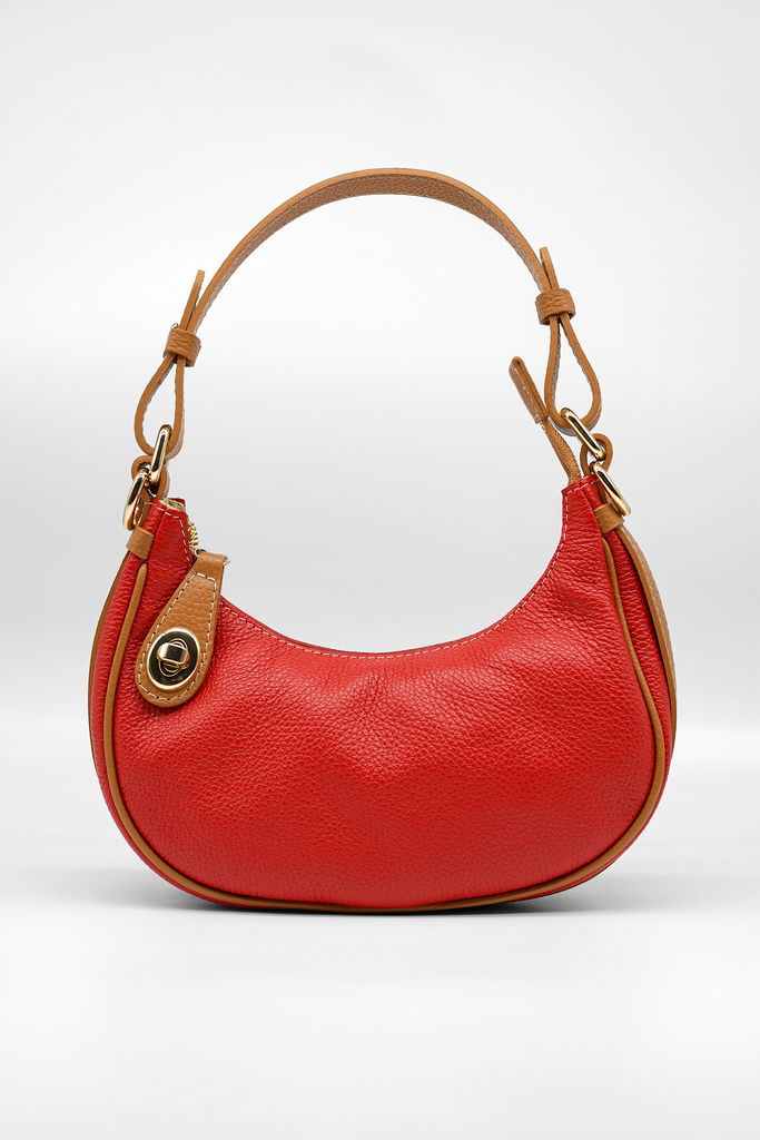 Handtasche LEONOR aus genarbtem Leder in rot
