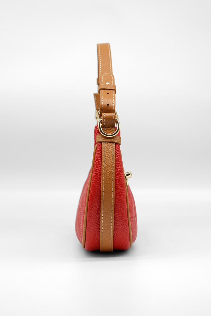 Handtasche LEONOR aus genarbtem Leder in rot