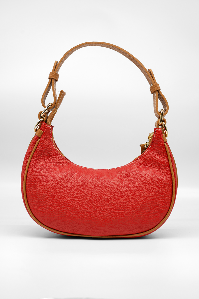 Handtasche LEONOR aus genarbtem Leder in rot